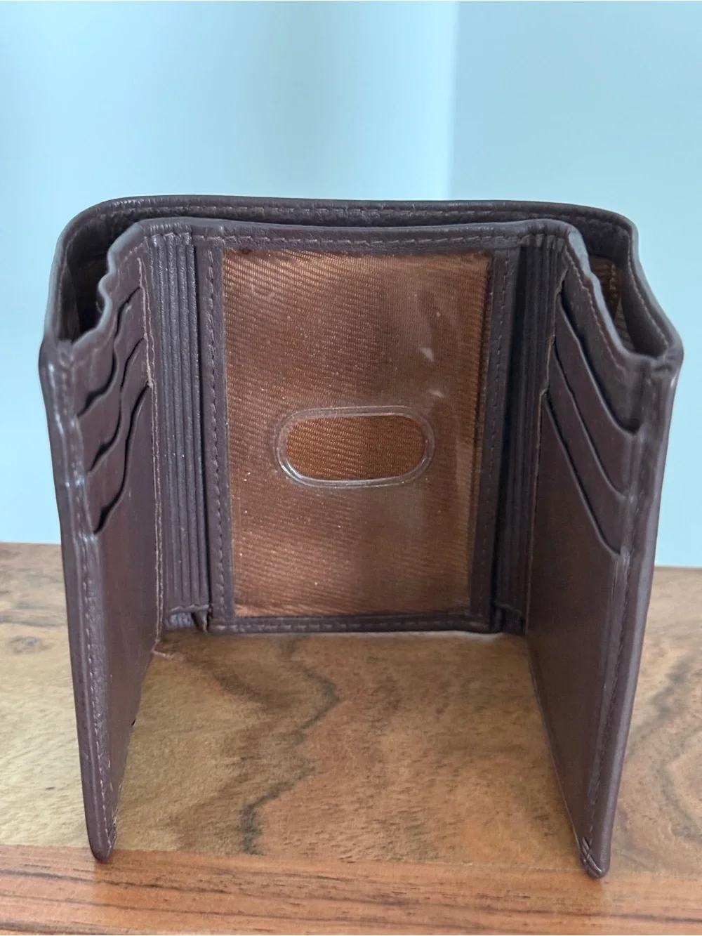 Slim Leather Card Holder Wallet - Brown